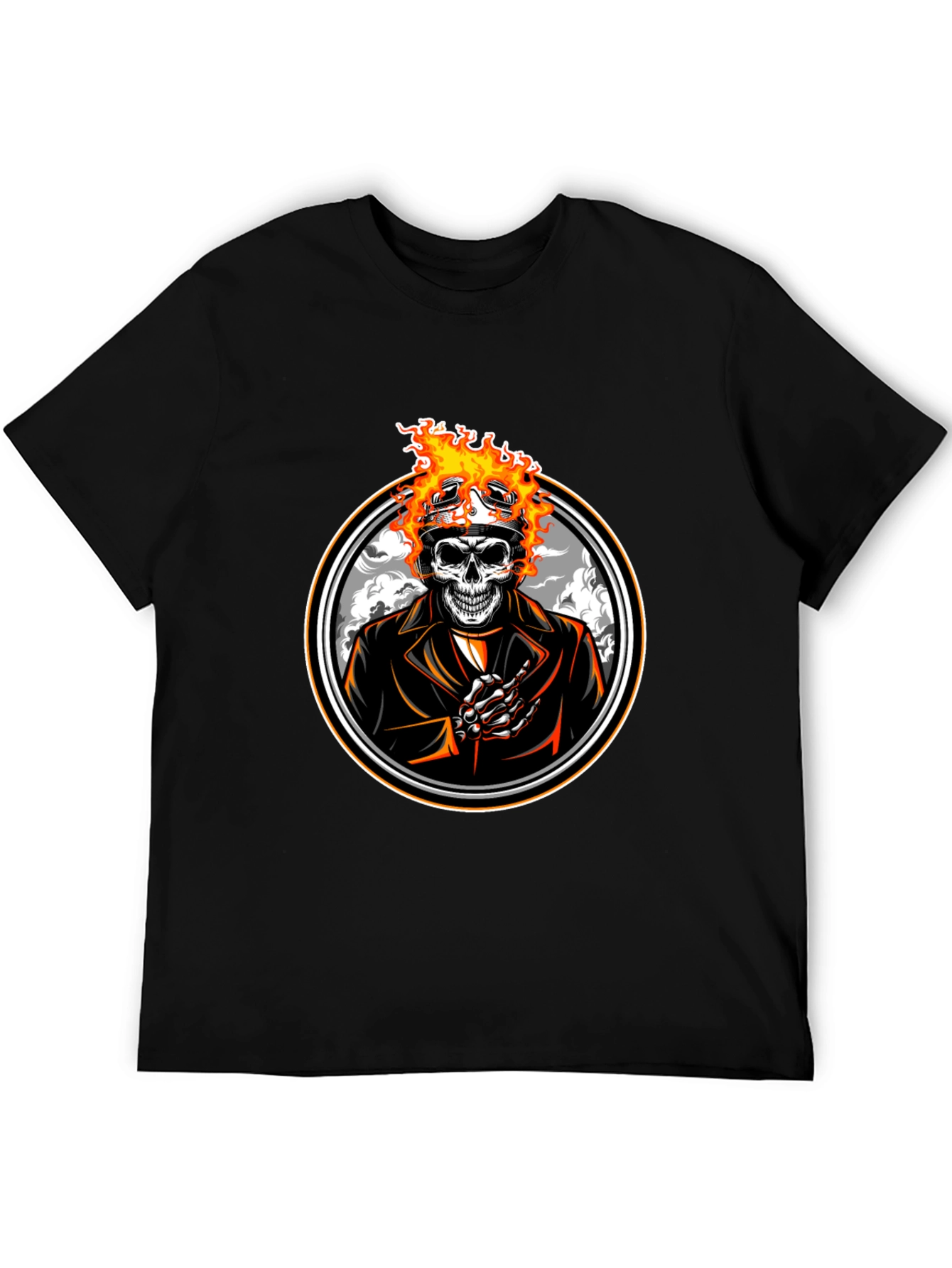 Skull Rider Flames Graphic T-Shirt