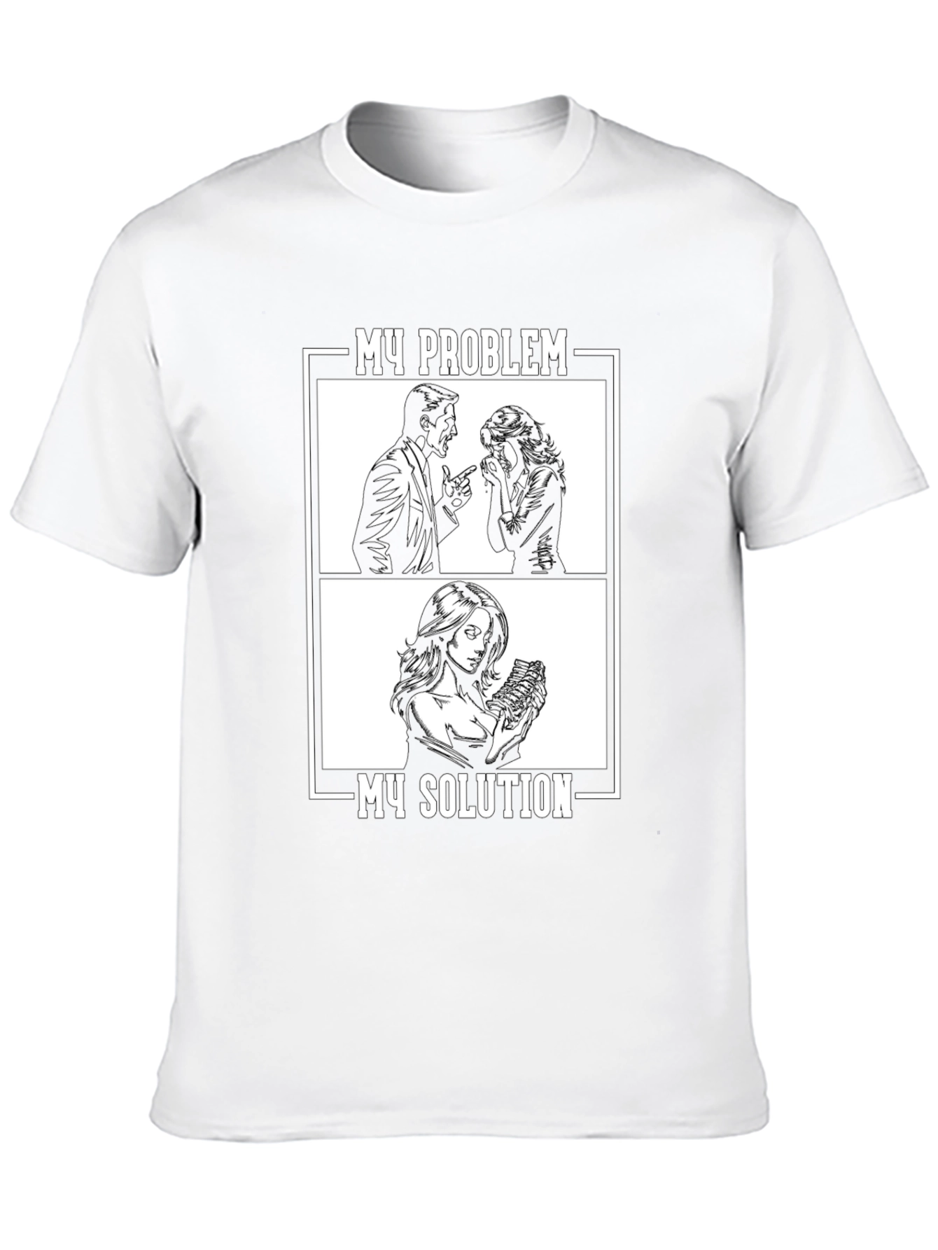 Problem Solution Graphic Tee - Black Cotton T-Shirt