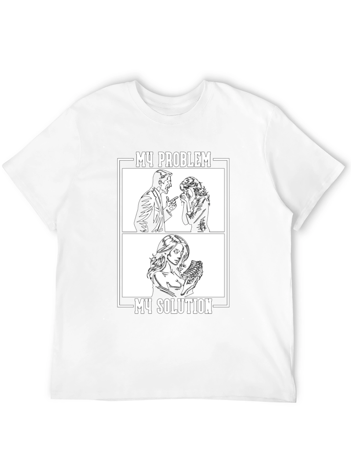 Problem Solution Graphic Tee - Black Cotton T-Shirt