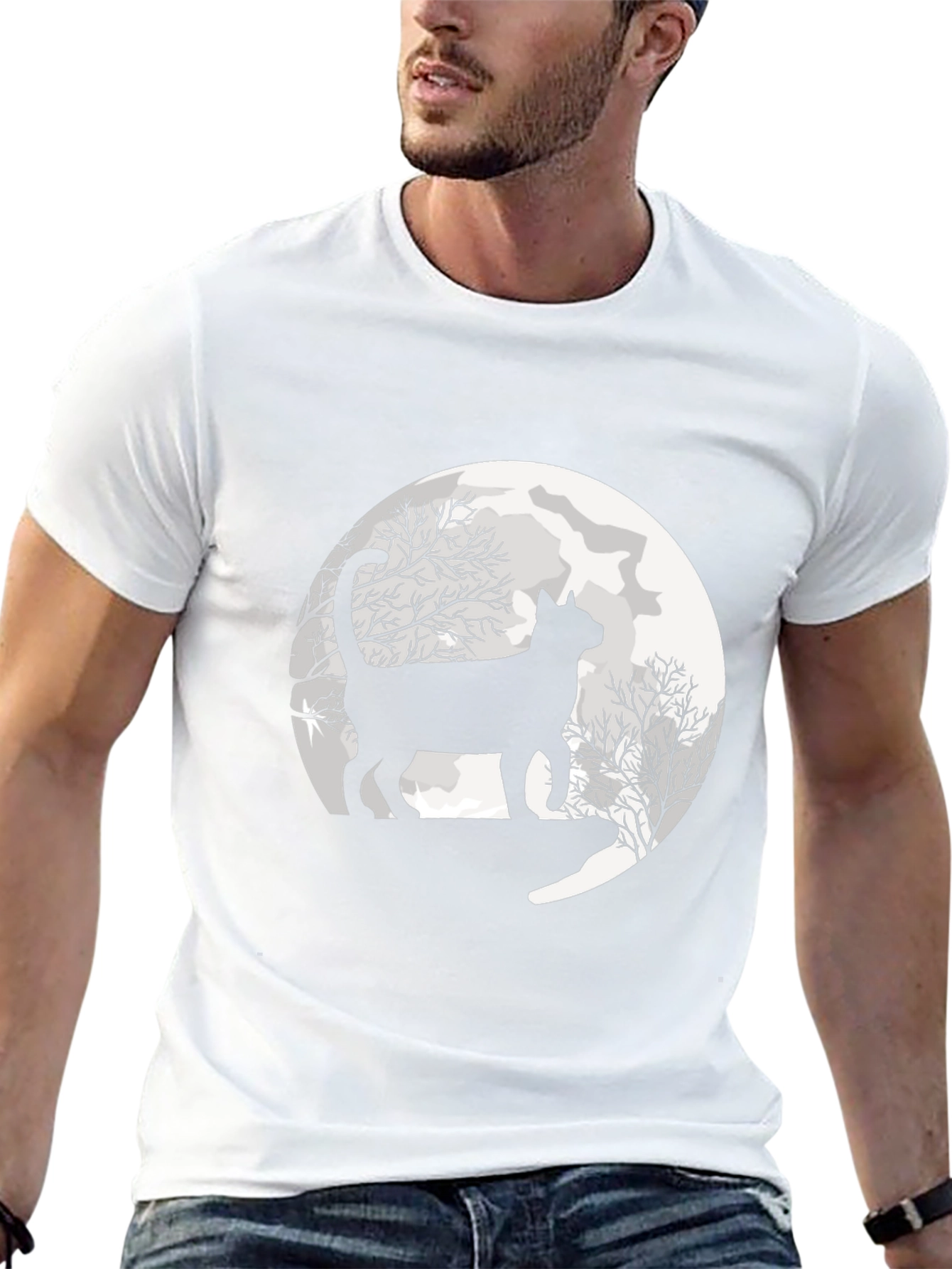 Black Cat Moon Graphic Tee - Unisex