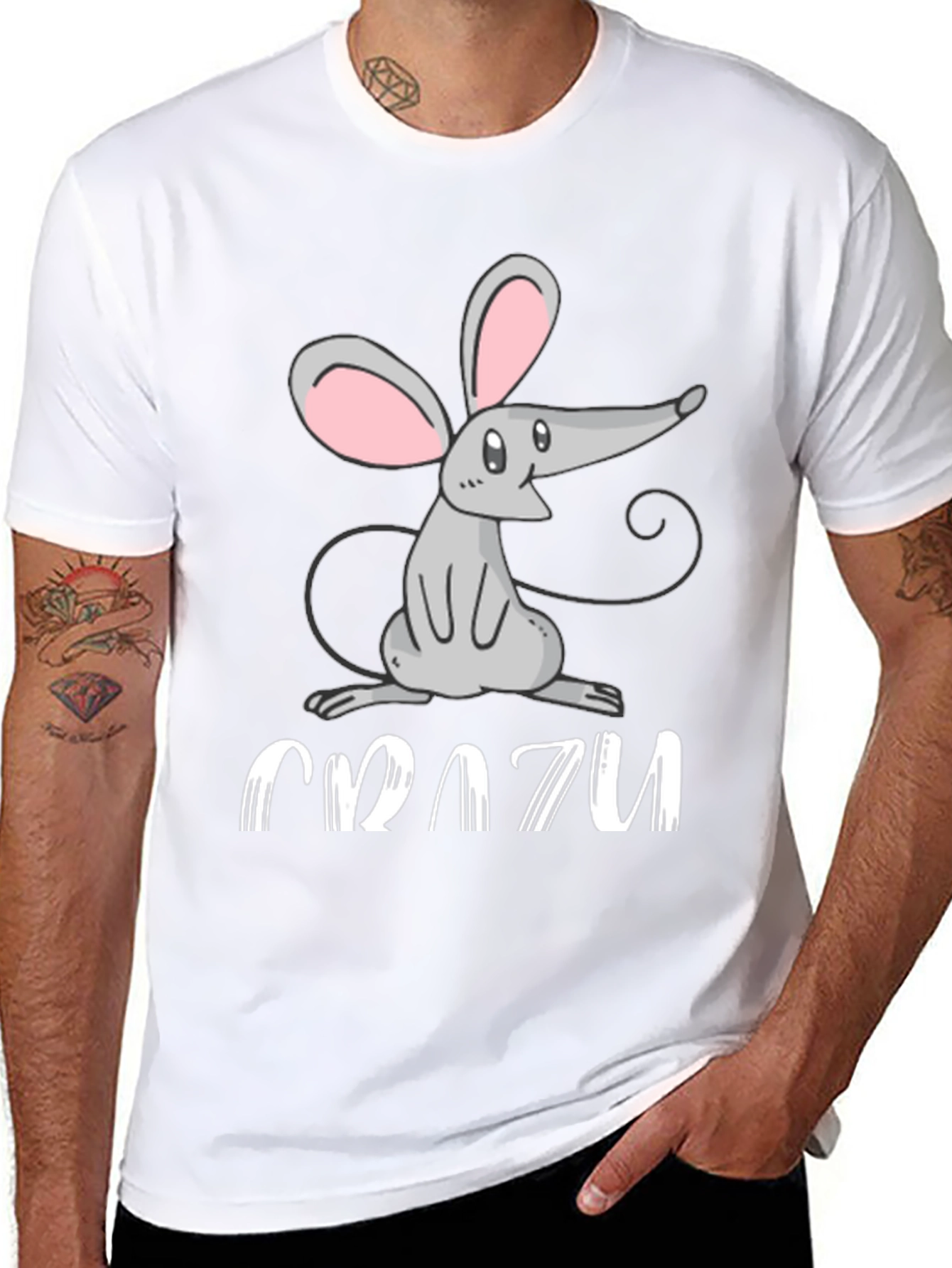 Crazy Mouse Graphic Tee - Fun Animal T-Shirt