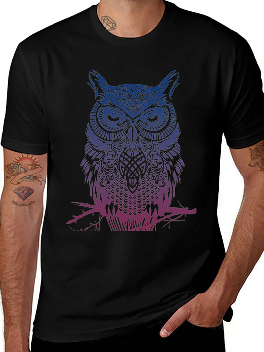 Owl Graphic Print Crew Neck T-Shirt