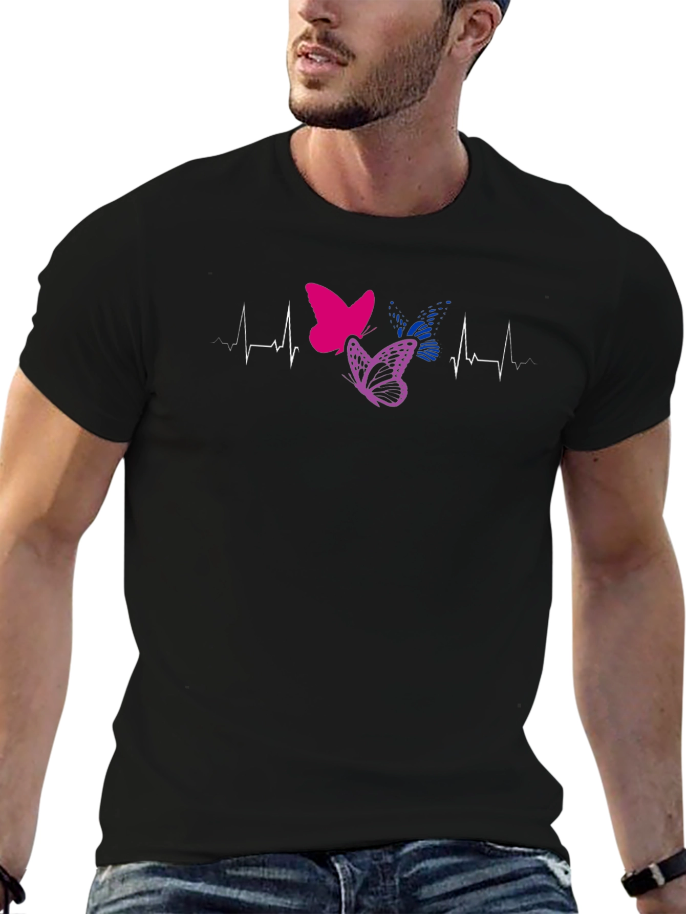 Bisexual Pride Butterfly Heartbeat T-Shirt
