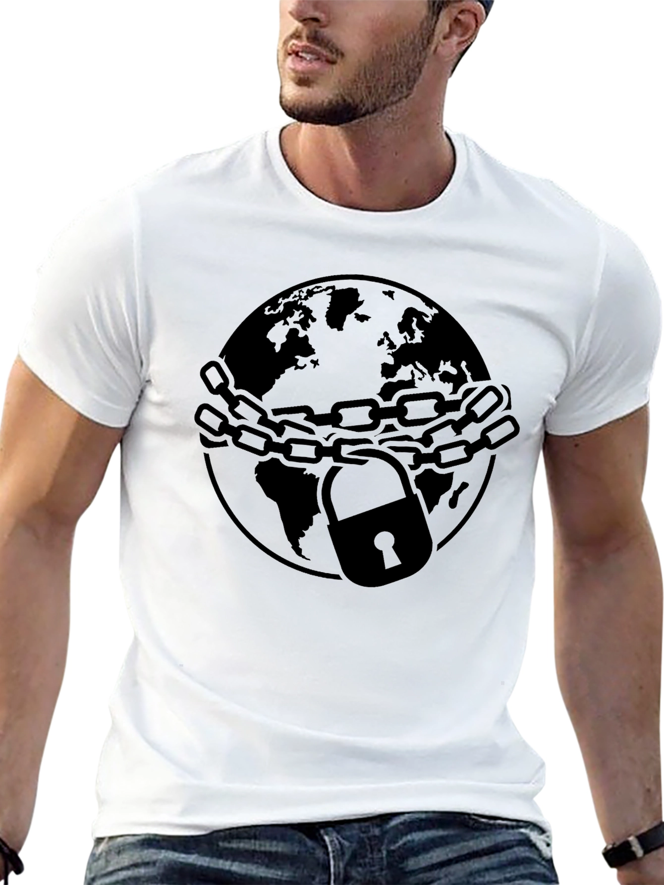 Locked World Graphic T-Shirt - Black