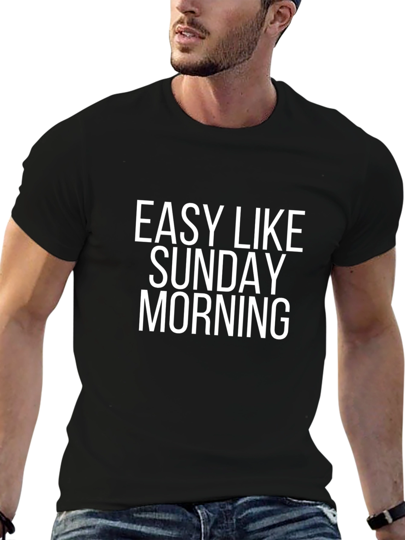Easy Like Sunday Morning Black Tee
