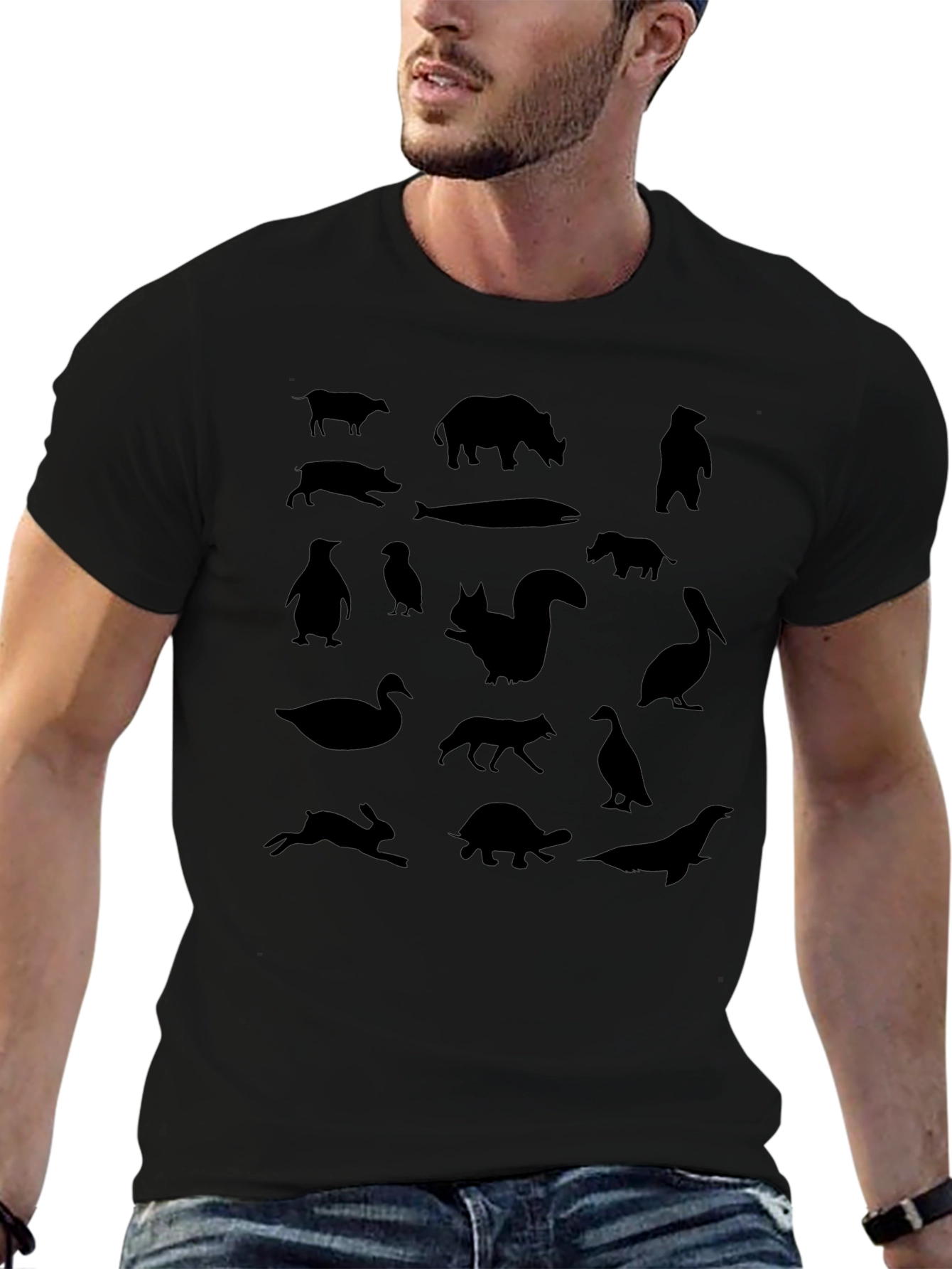 Animal Silhouettes Black T-Shirt
