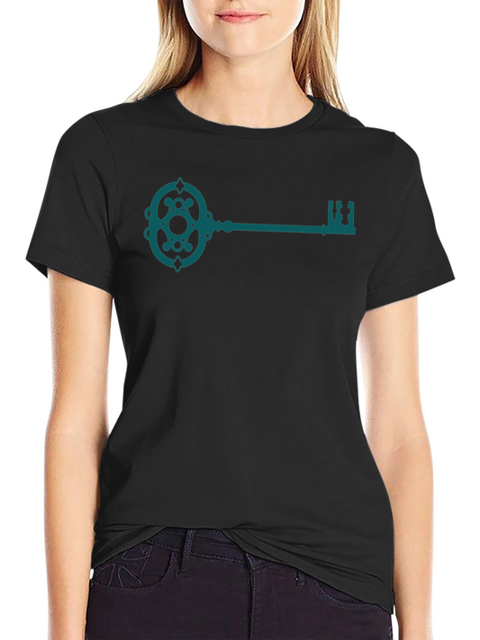 Vintage Key Graphic Tee - Black Cotton Blend