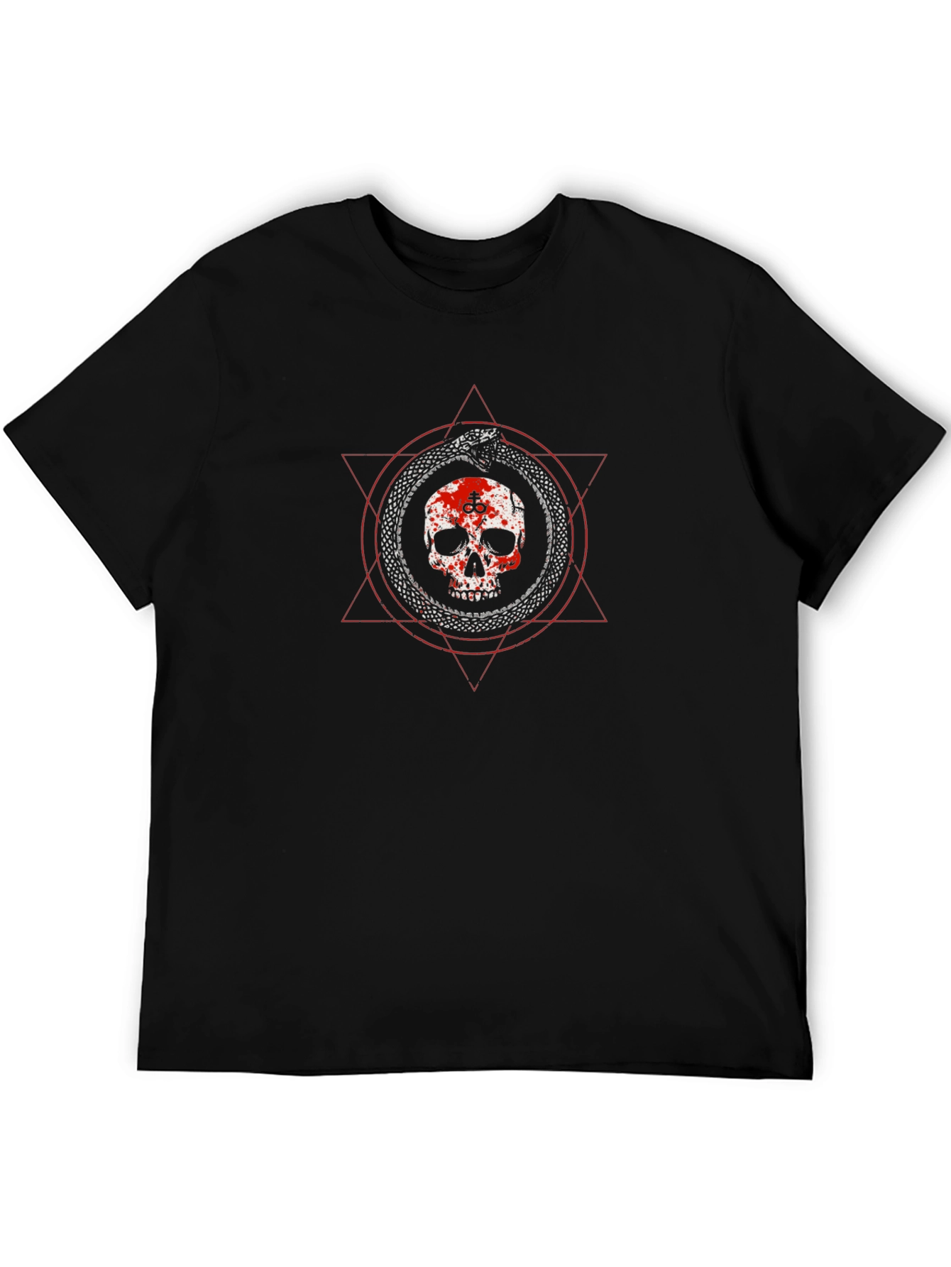 Skull Ouroboros Graphic T-Shirt - Black