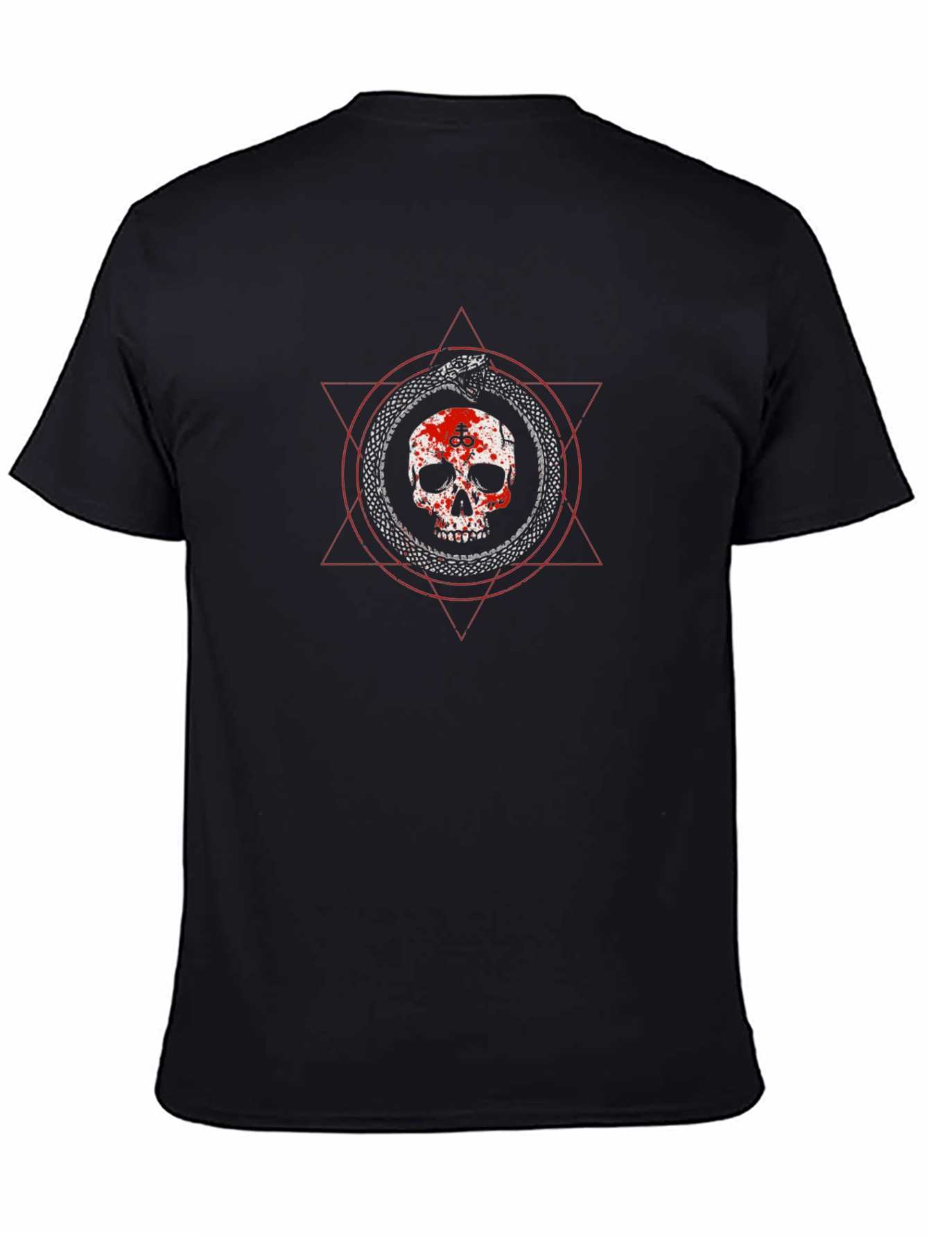 Skull Ouroboros Graphic T-Shirt - Black