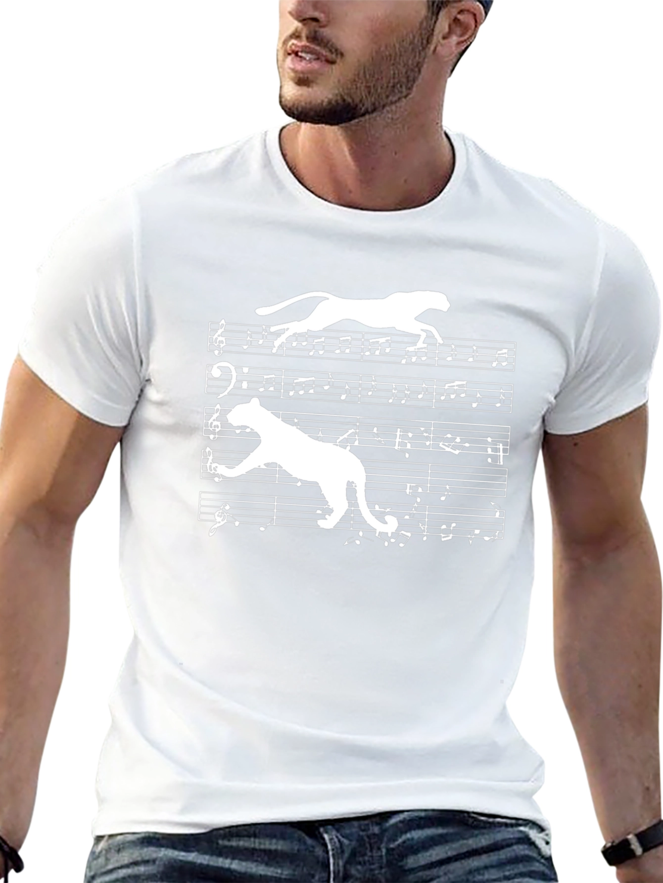 Musical Cheetah Graphic Tee - Unique Design