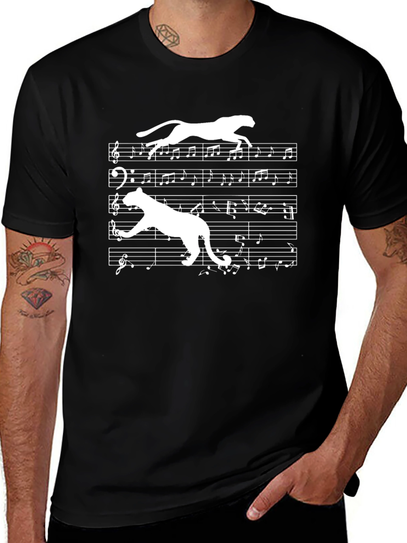 Musical Cheetah Graphic Tee - Unique Design