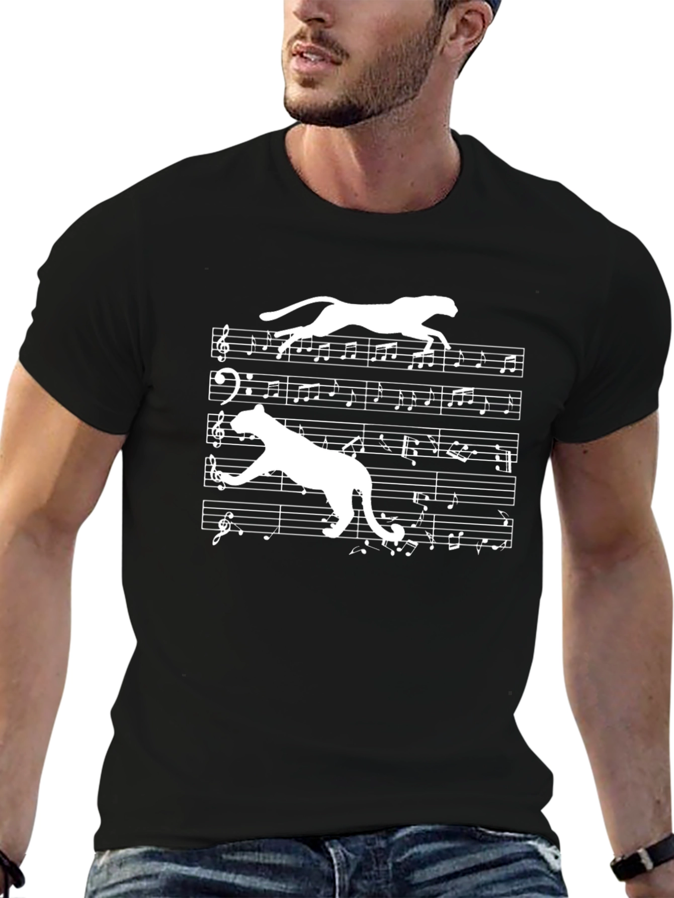 Musical Cheetah Graphic Tee - Unique Design