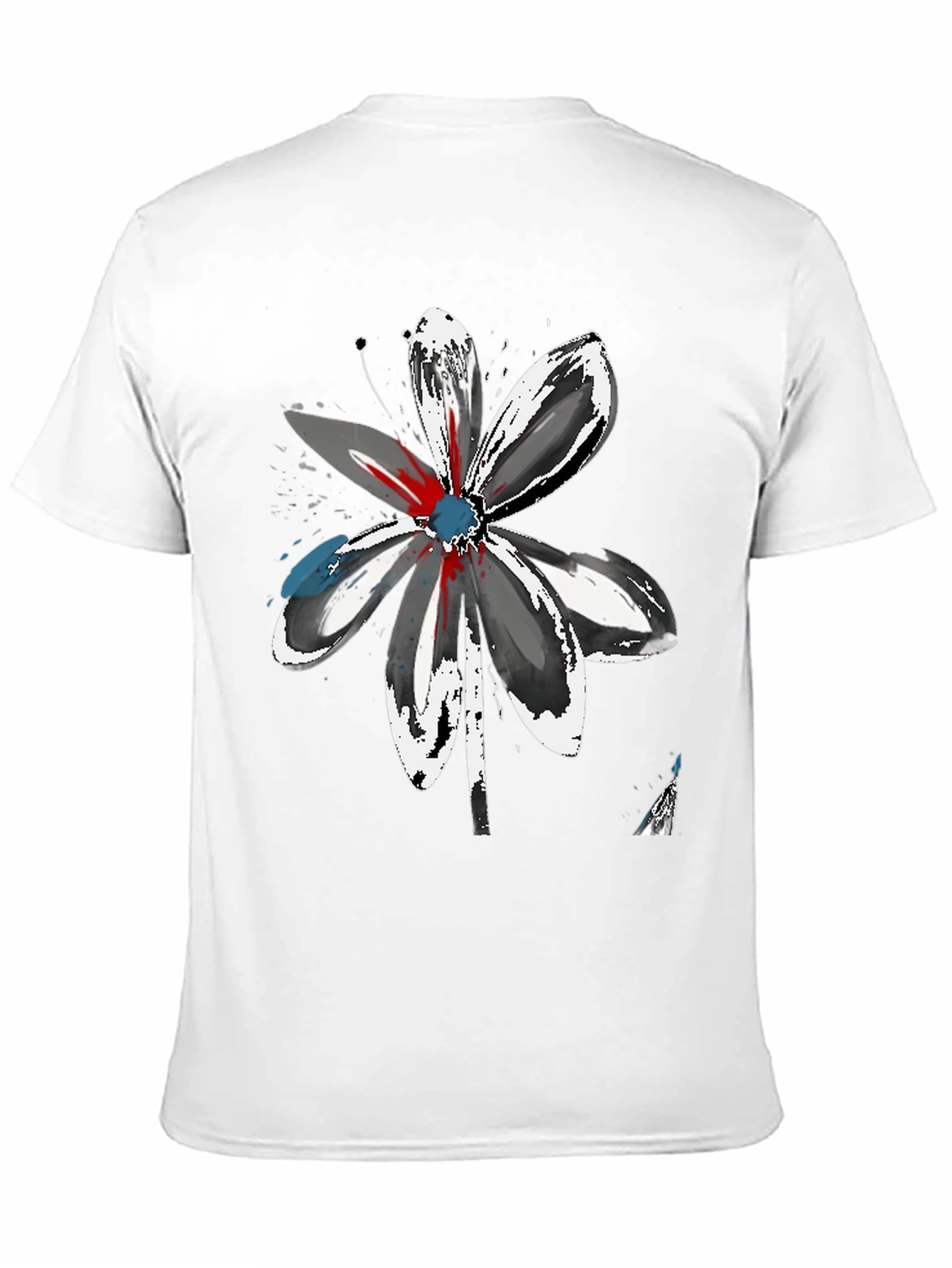 Abstract Flower Graphic Tee - Artistic Black T-Shirt