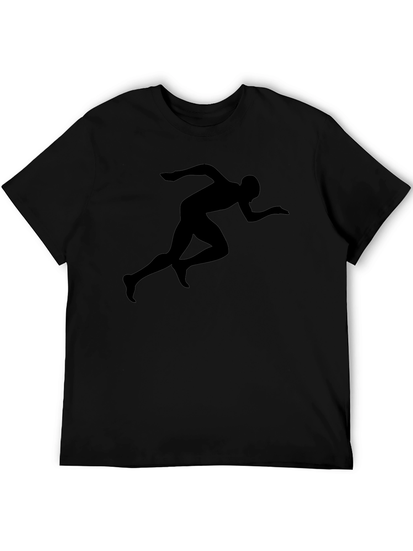Mens Black Running Silhouette Graphic T-Shirt