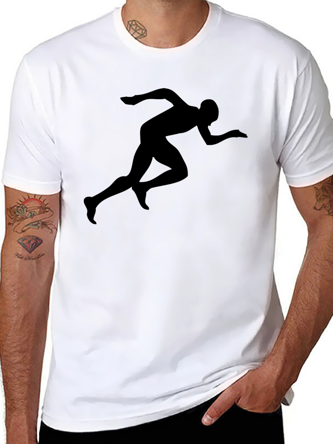 Mens Black Running Silhouette Graphic T-Shirt