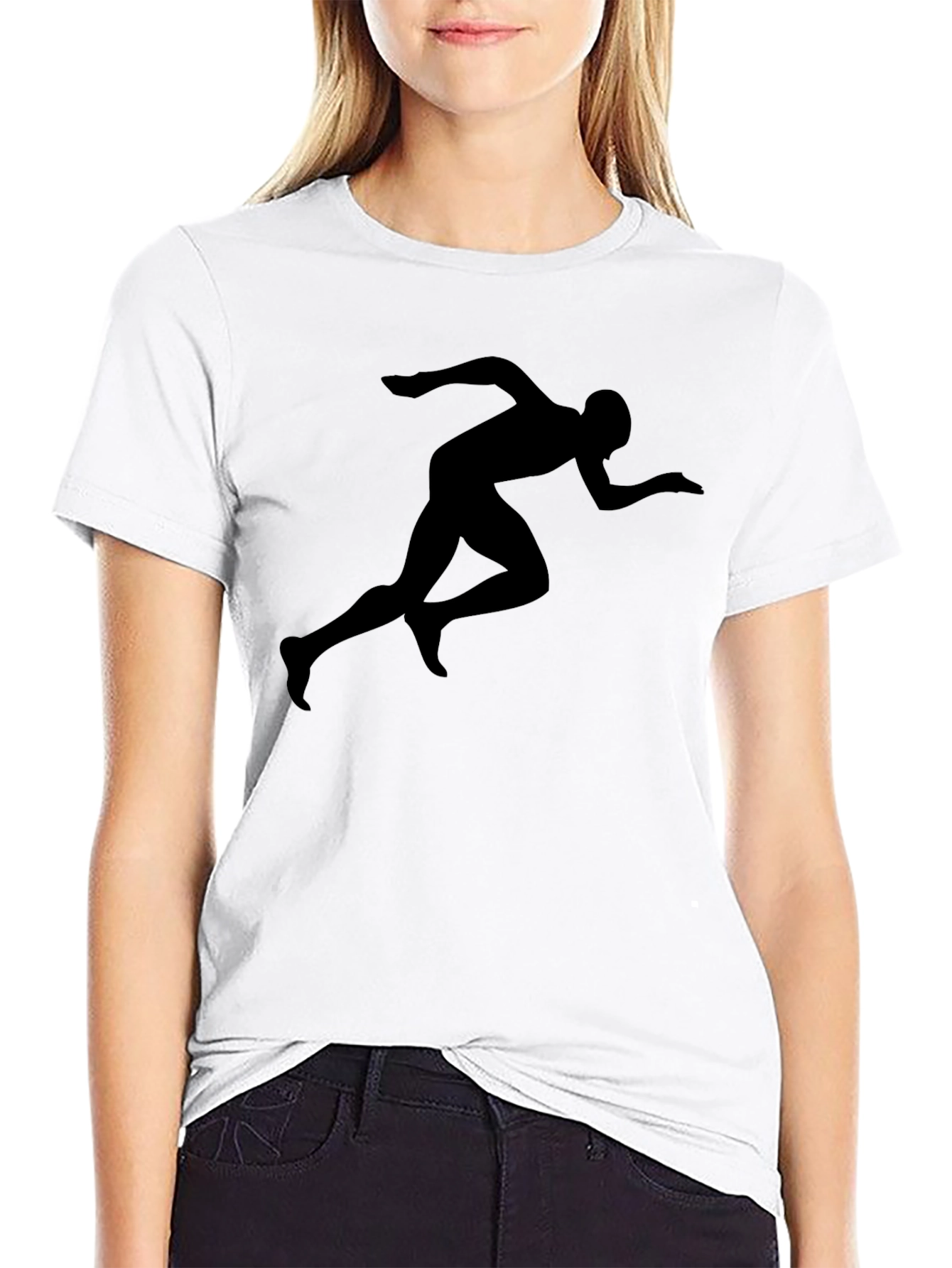 Mens Black Running Silhouette Graphic T-Shirt