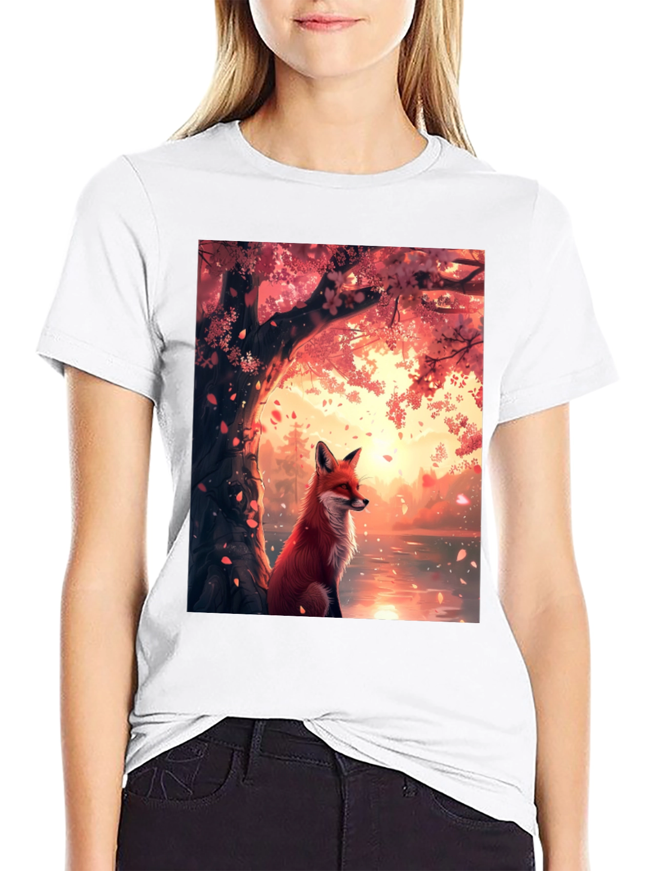 Fox and Cherry Blossom T-Shirt