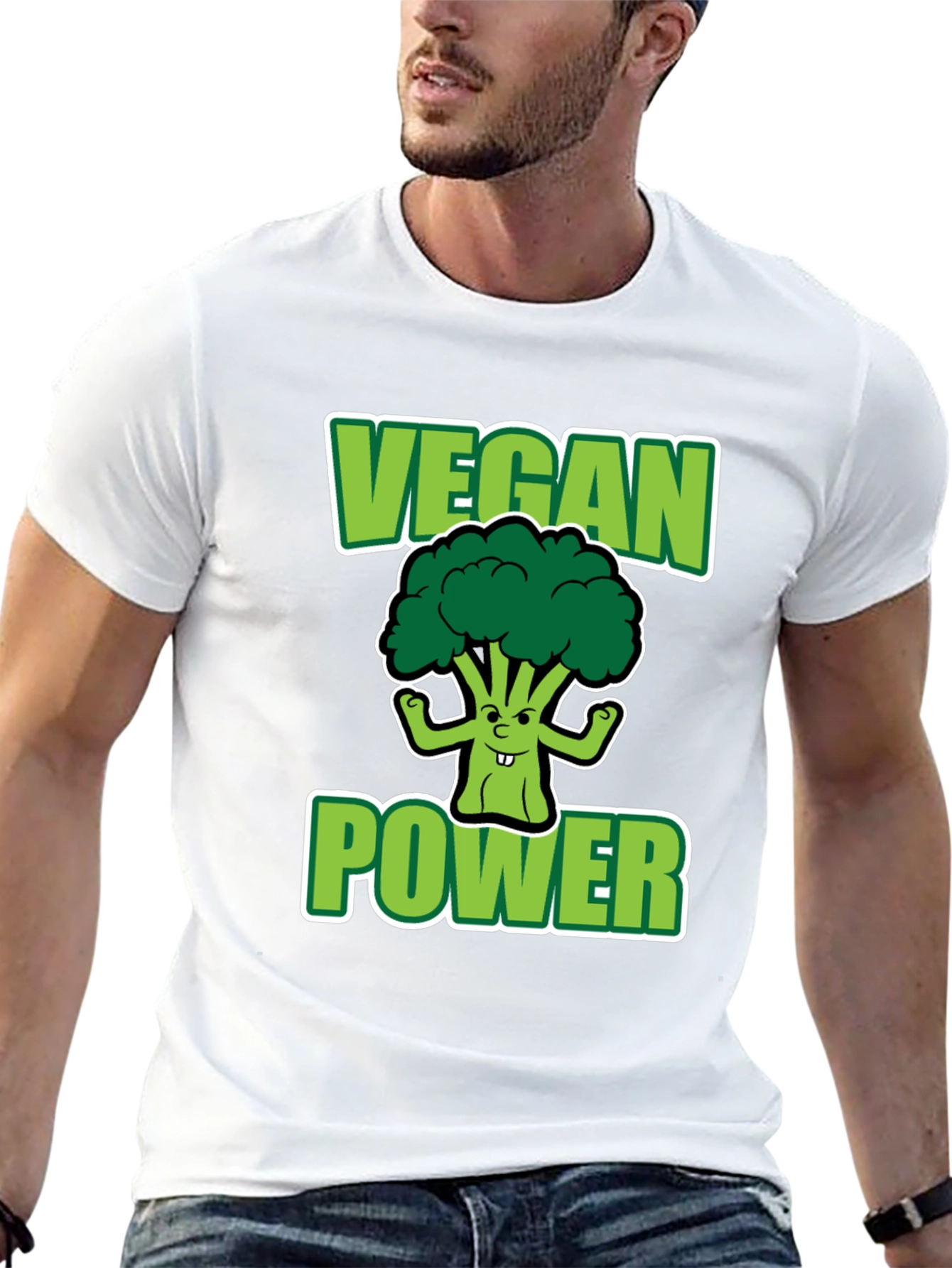 Vegan Power T-Shirt - Broccoli Graphic Tee
