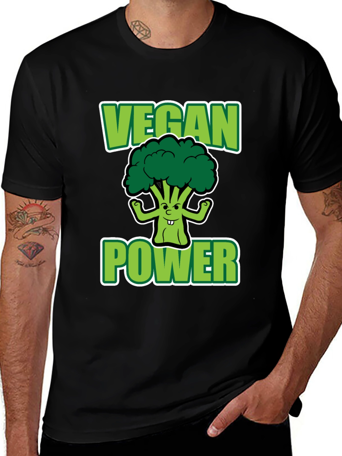 Vegan Power T-Shirt - Broccoli Graphic Tee