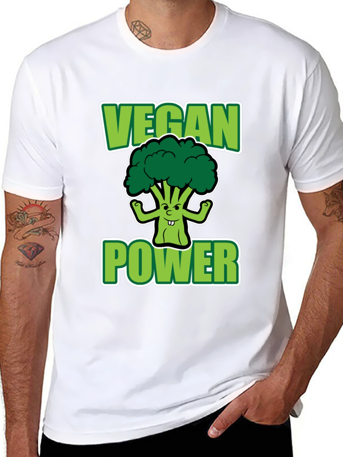 Vegan Power T-Shirt - Broccoli Graphic Tee