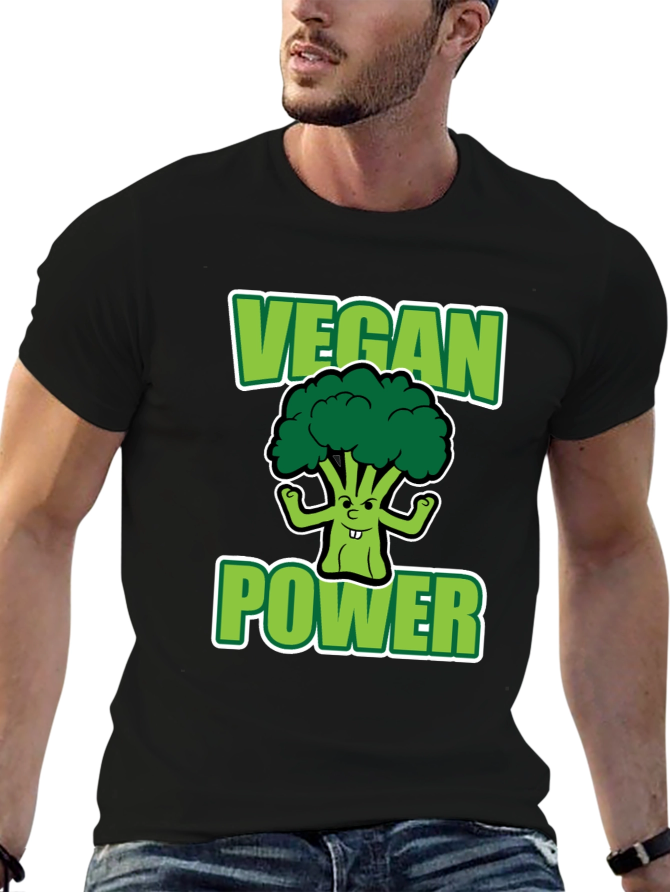 Vegan Power T-Shirt - Broccoli Graphic Tee