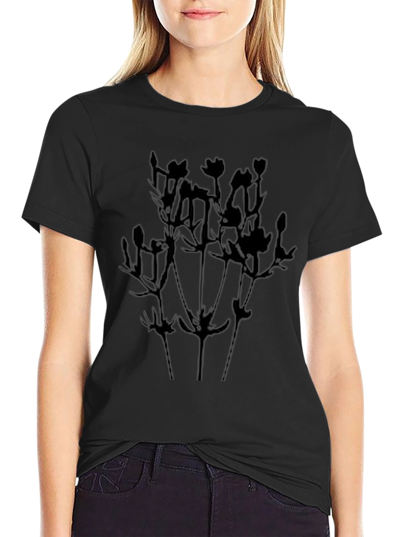 Botanical Silhouette Black T-Shirt