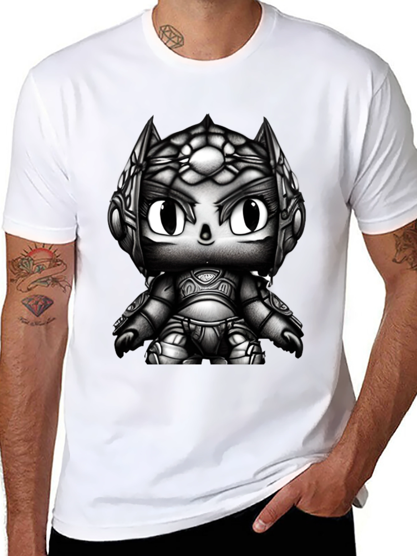 Dark Warrior Cartoon Black T-Shirt