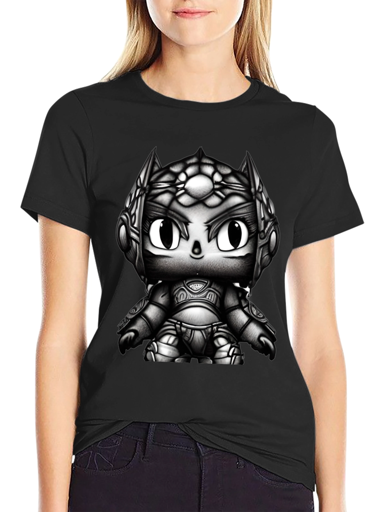 Dark Warrior Cartoon Black T-Shirt