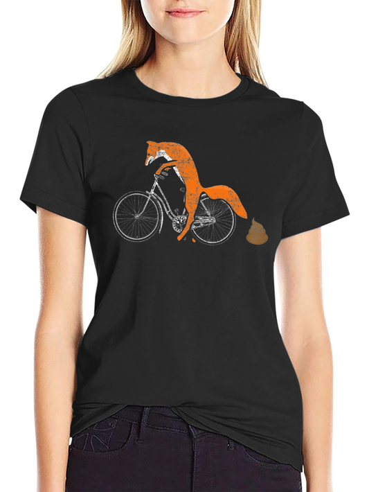 Fox on Bike T-Shirt - Funny Animal Graphic Tee