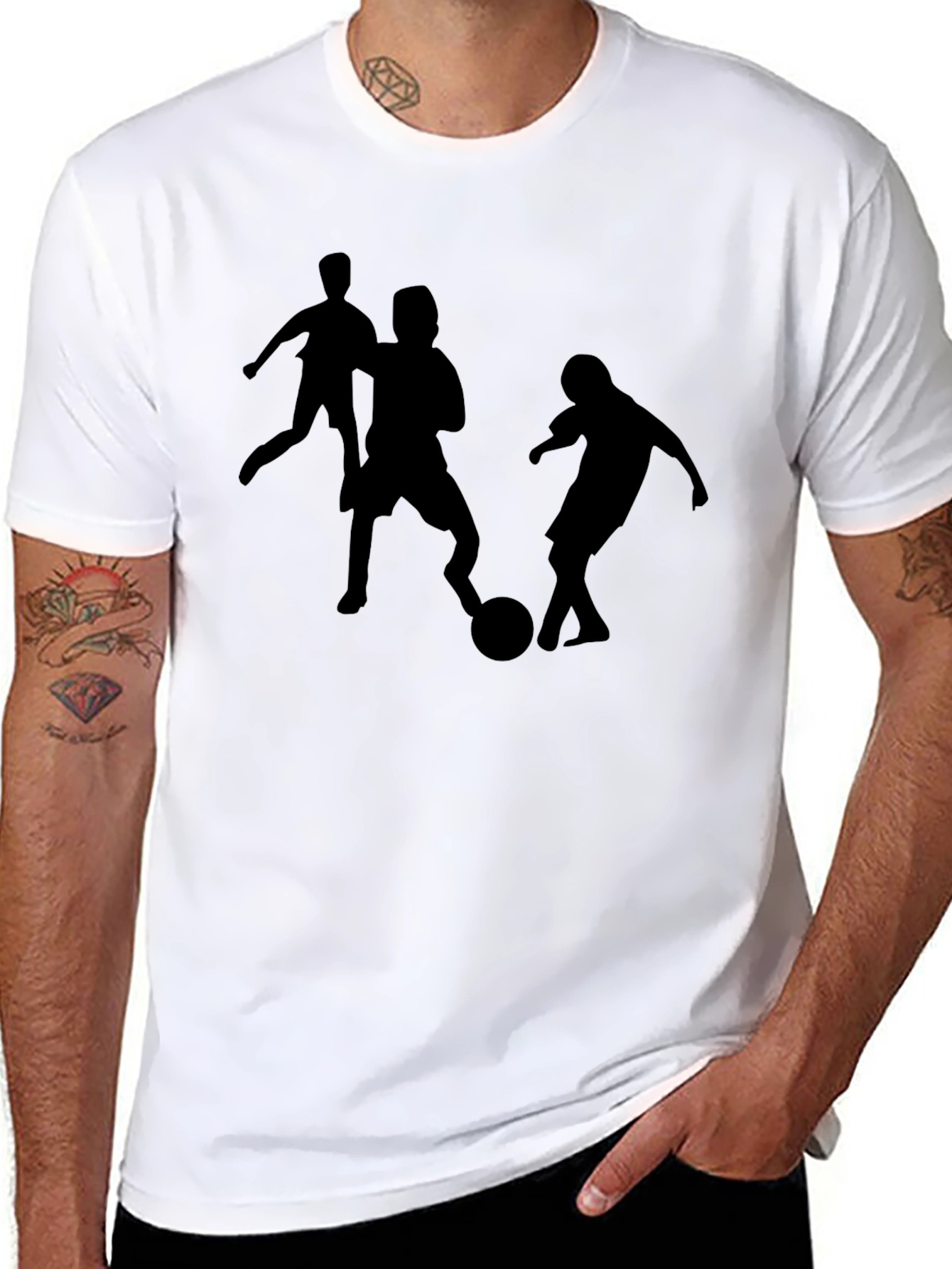 Soccer Player Silhouette Black T-Shirt
