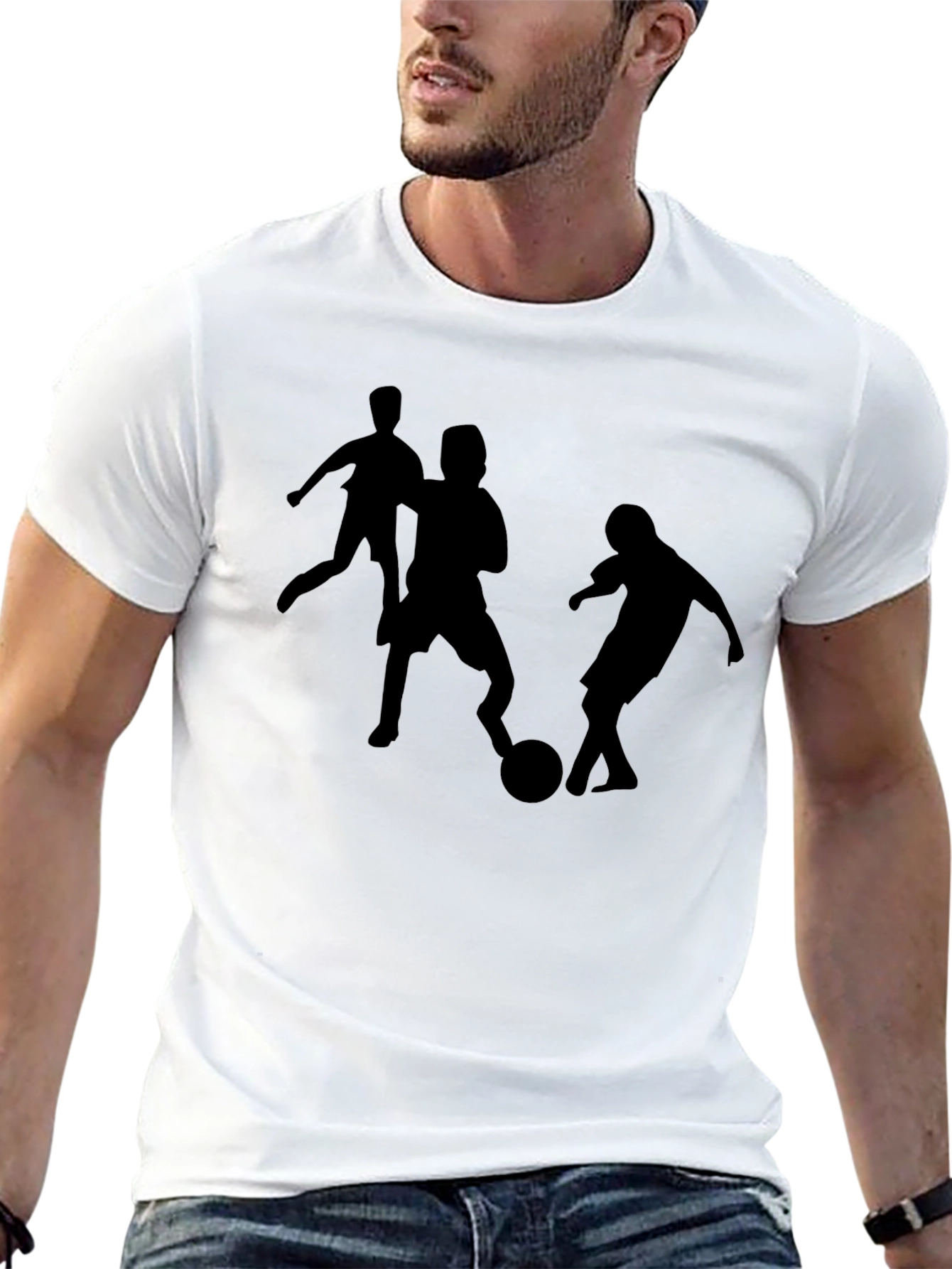 Soccer Player Silhouette Black T-Shirt