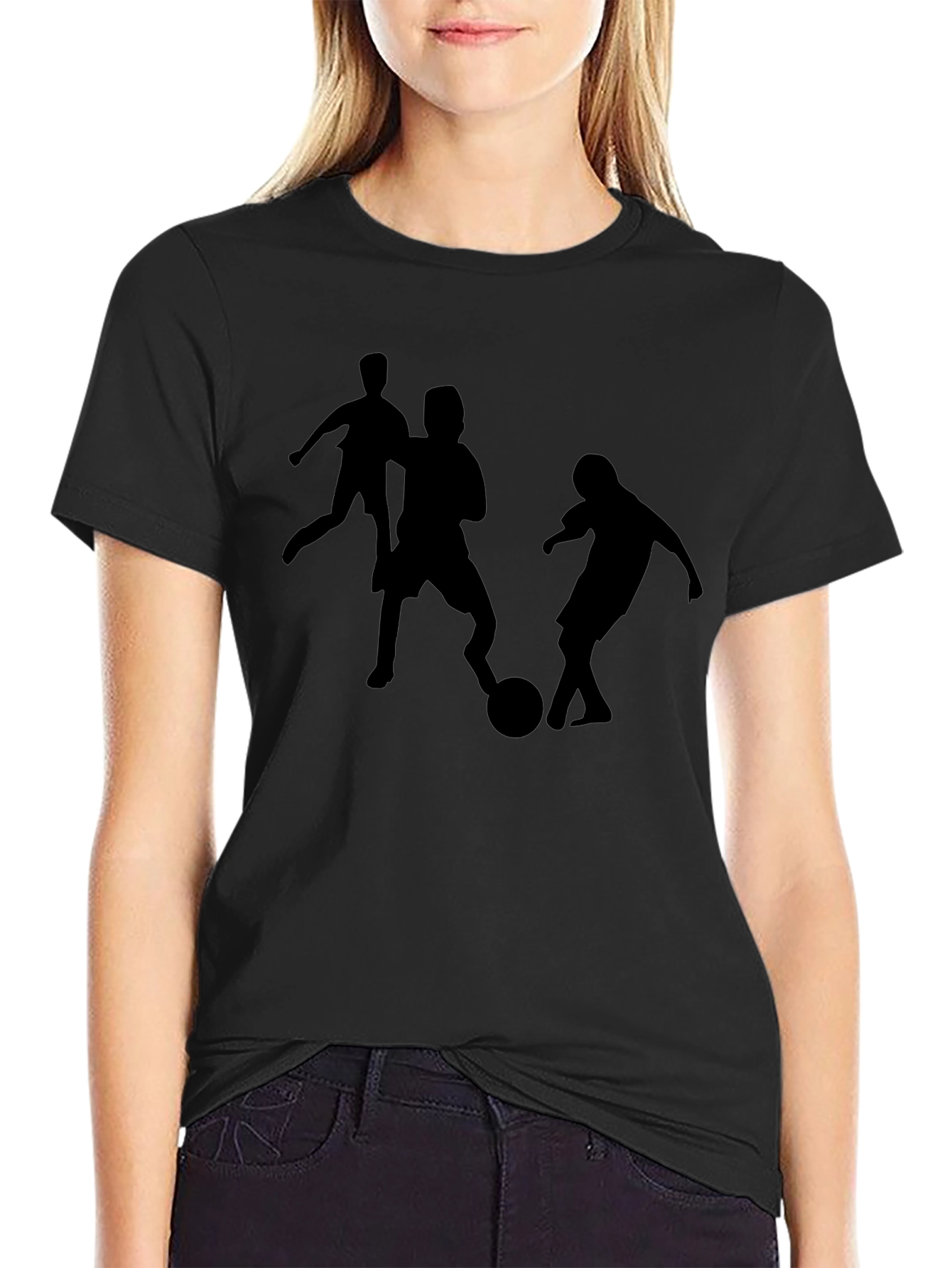 Soccer Player Silhouette Black T-Shirt