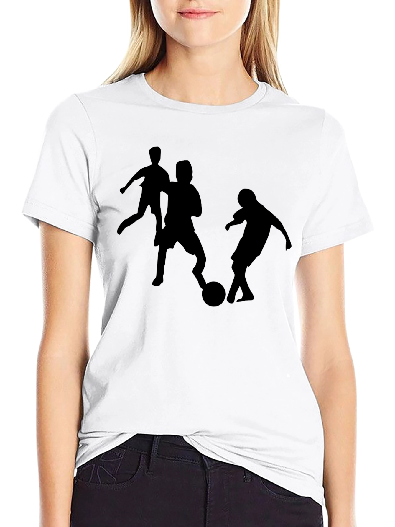 Soccer Player Silhouette Black T-Shirt