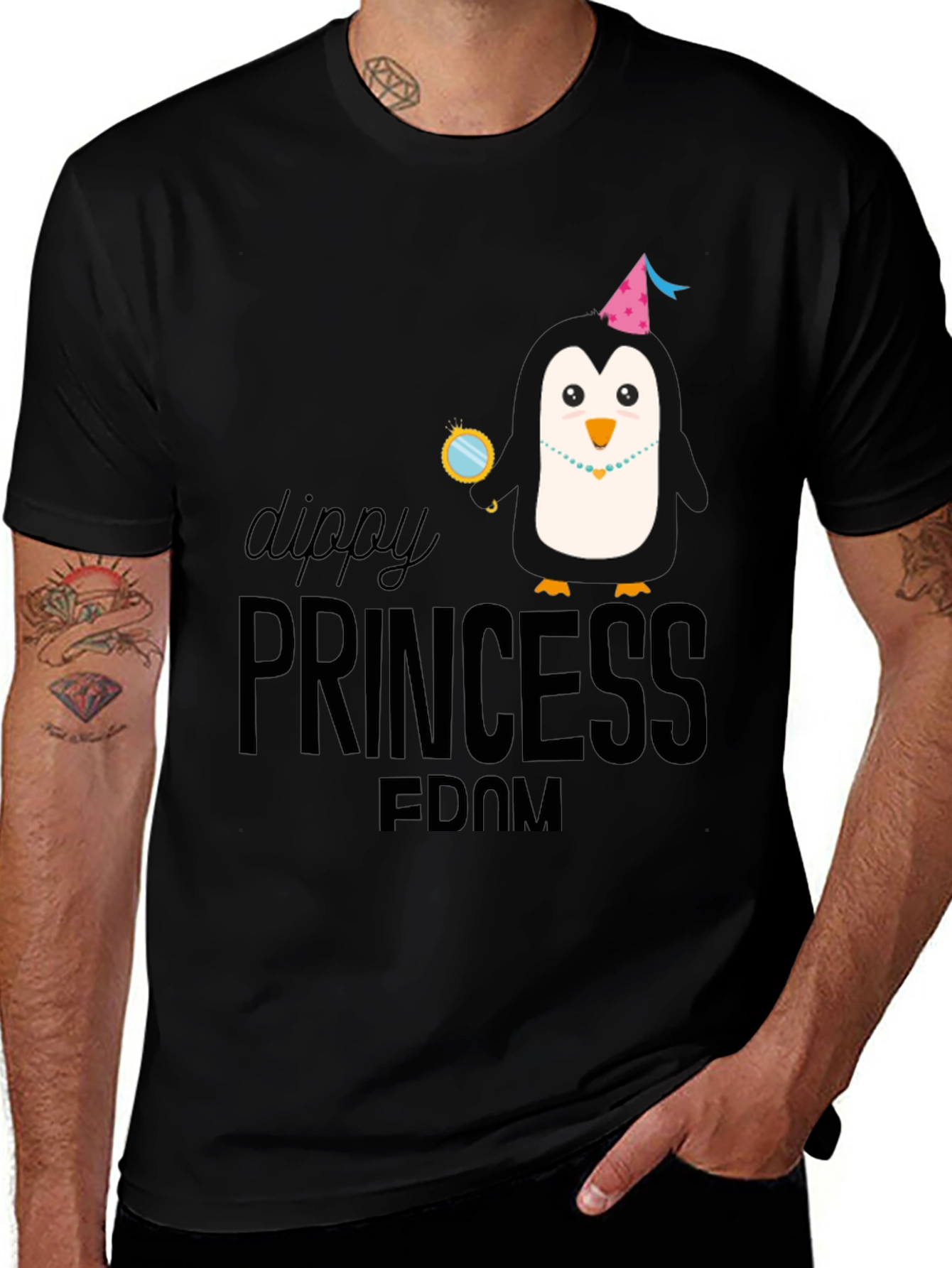 Dippy Princess Penguin T-Shirt - Black