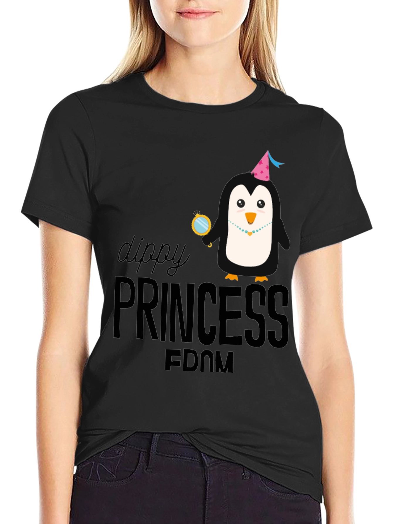 Dippy Princess Penguin T-Shirt - Black