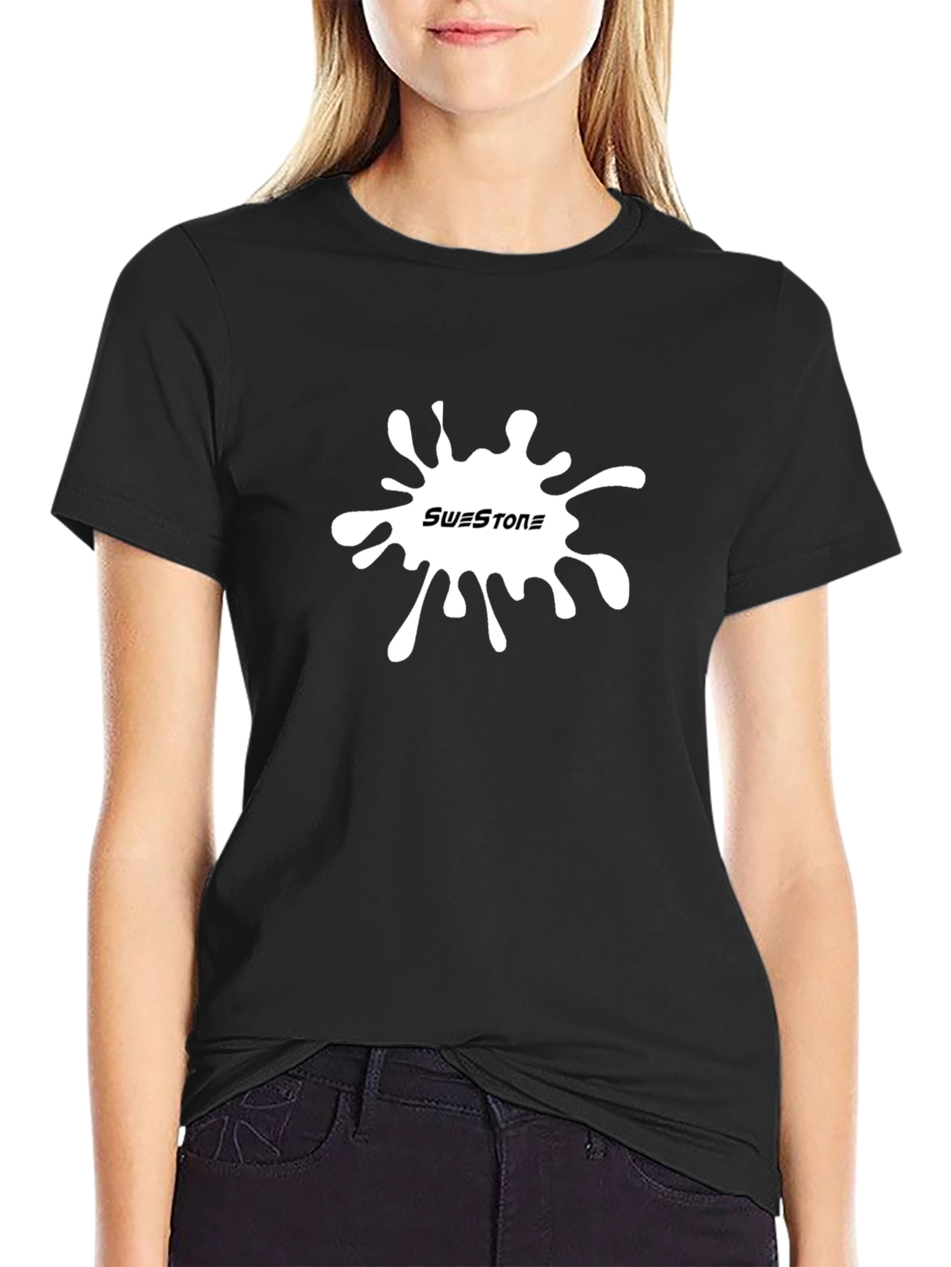 Stylish Black T-Shirt with Unique Ink Splatter Design