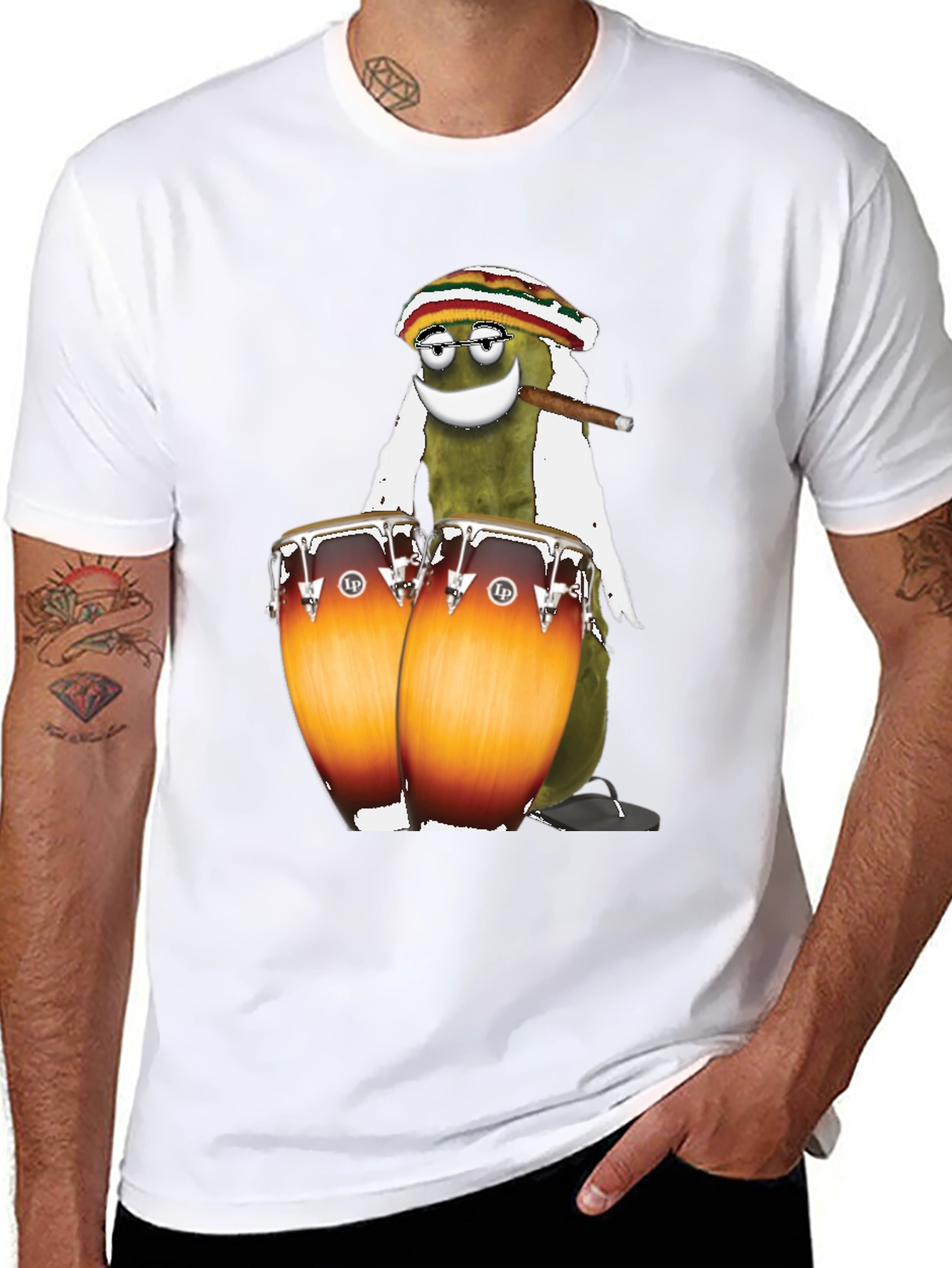 Rasta Pickle Playing Drums T-Shirt