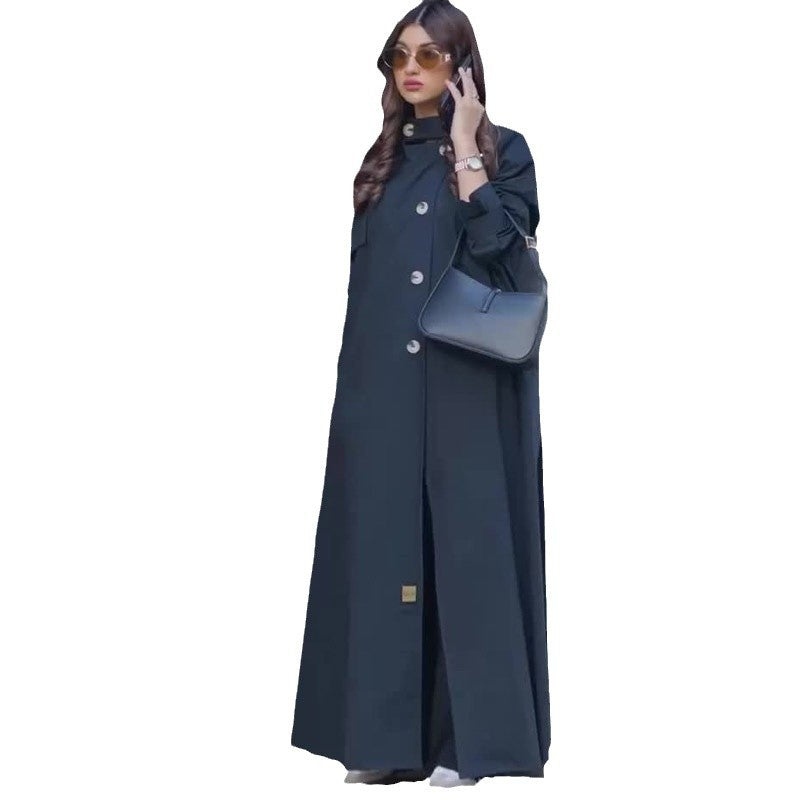 Autumn/Winter Women's British Retro Motorcycle Jacket Medium to Long