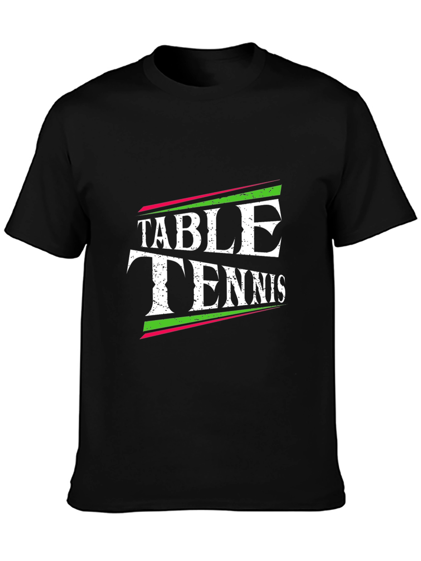 Table Tennis Graphic Tee - Black Cotton T-Shirt
