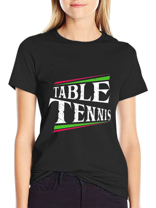 Table Tennis Graphic Tee - Black Cotton T-Shirt