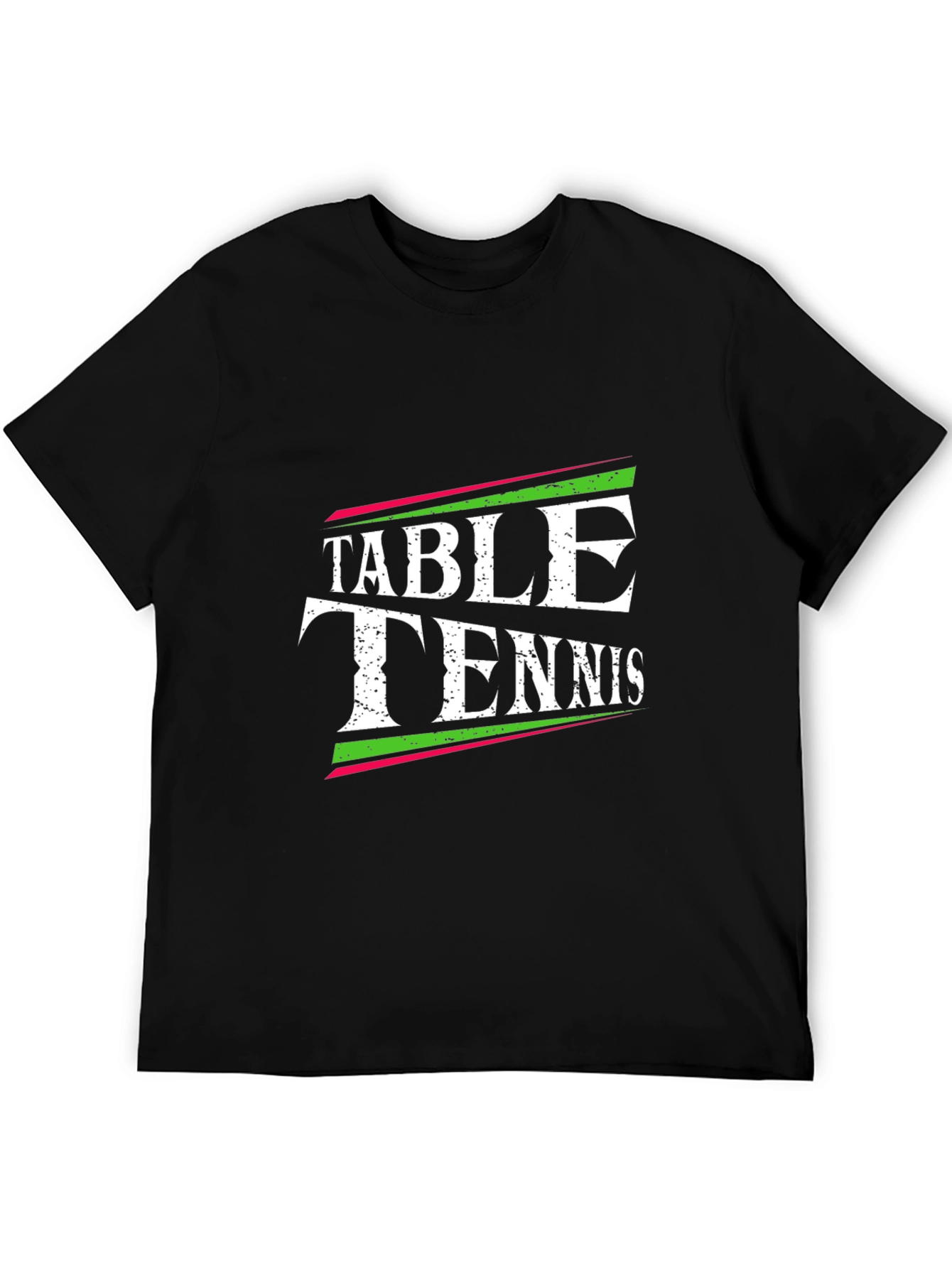 Table Tennis Graphic Tee - Black Cotton T-Shirt