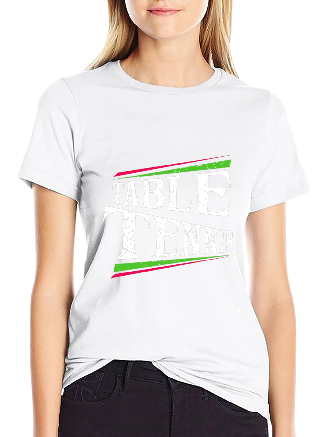 Table Tennis Graphic Tee - Black Cotton T-Shirt