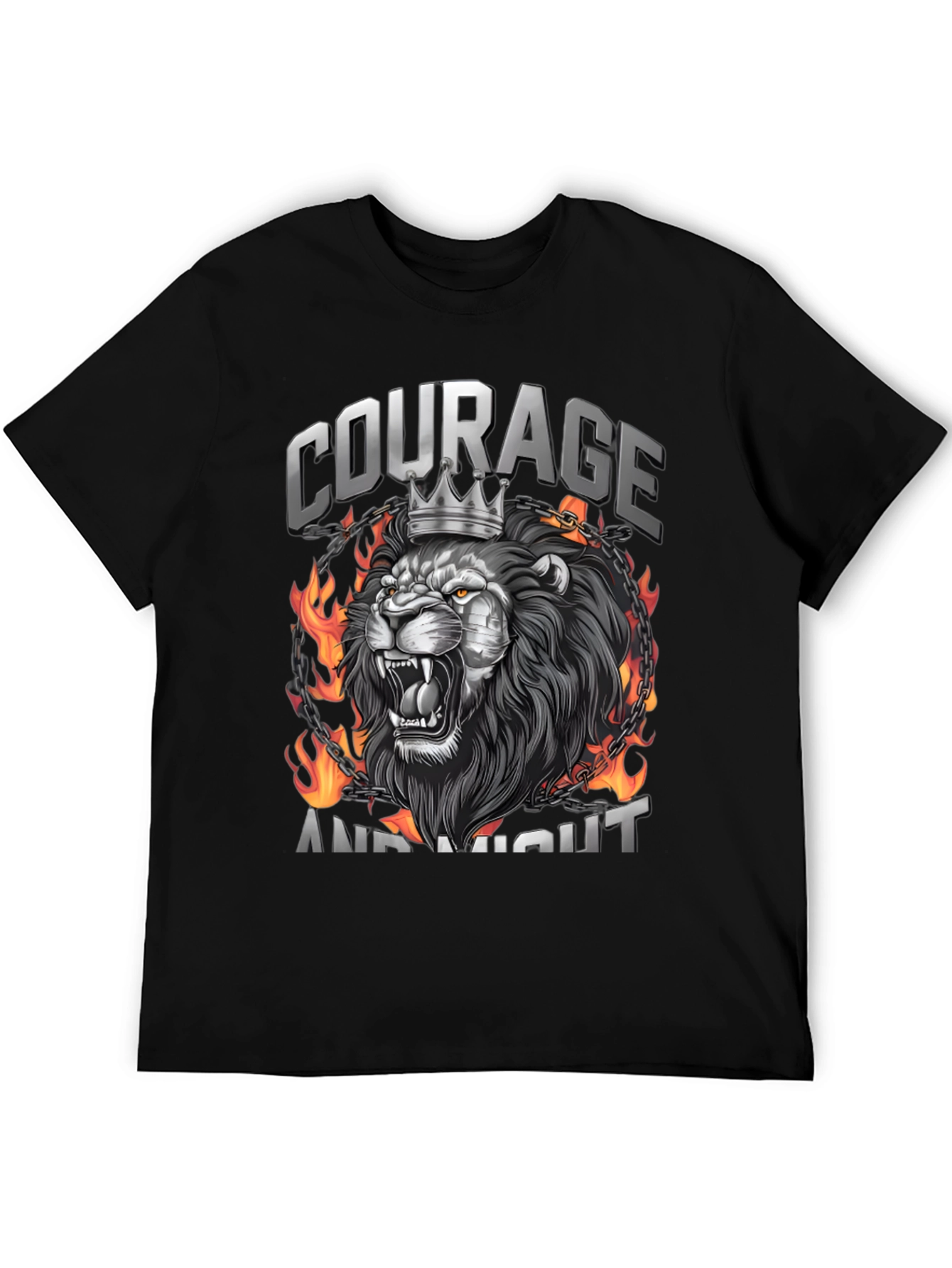Courage and Might Lion Graphic Tee - Black