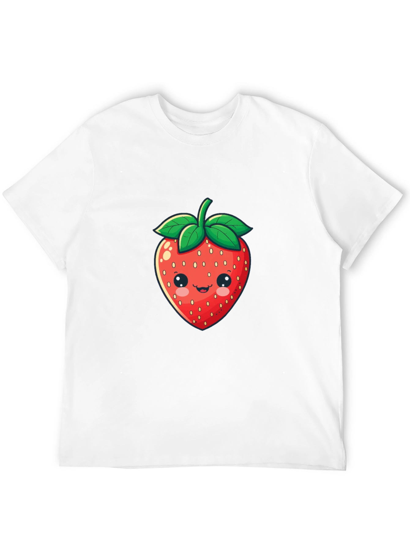 Cute Strawberry Graphic Print Black T-Shirt