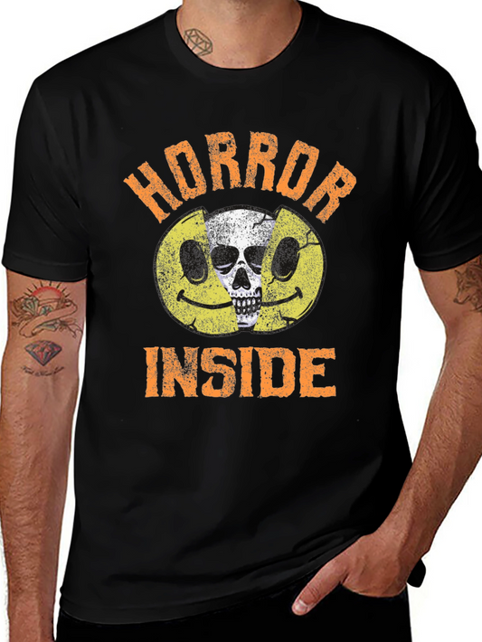 Horror Inside Graphic T-Shirt - Halloween Smiley Face Tee