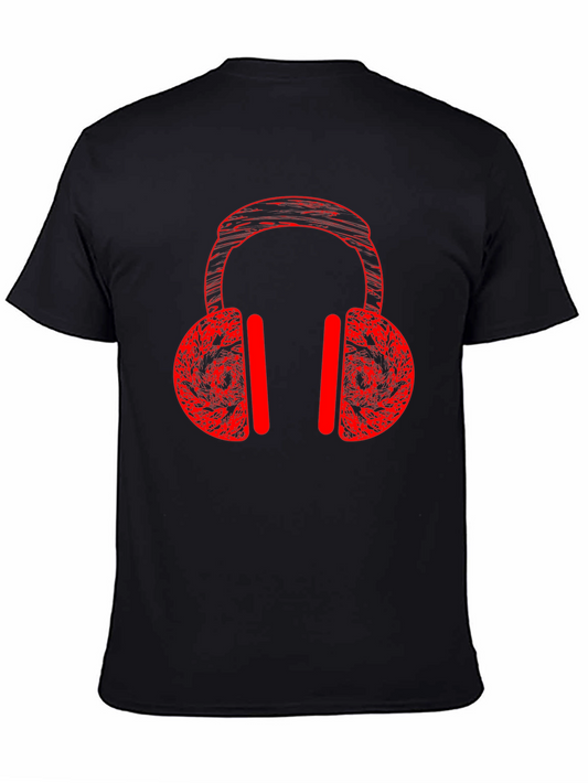 Red Headphones Graphic Tee - Stylish Music Lover Shirt