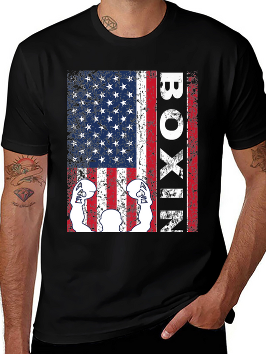 Boxing USA Flag Graphic T-Shirt