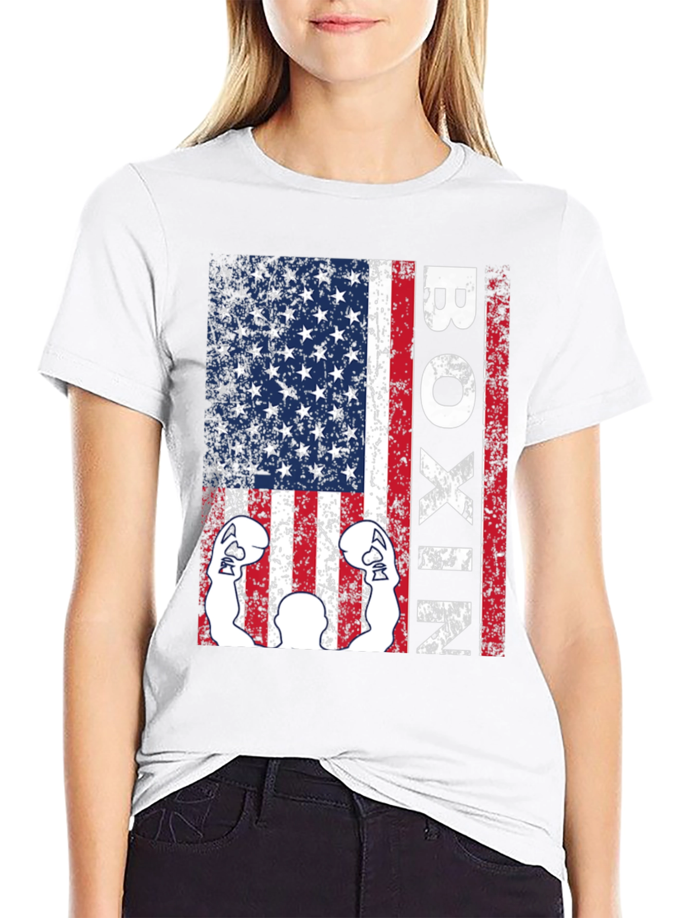Boxing USA Flag Graphic T-Shirt