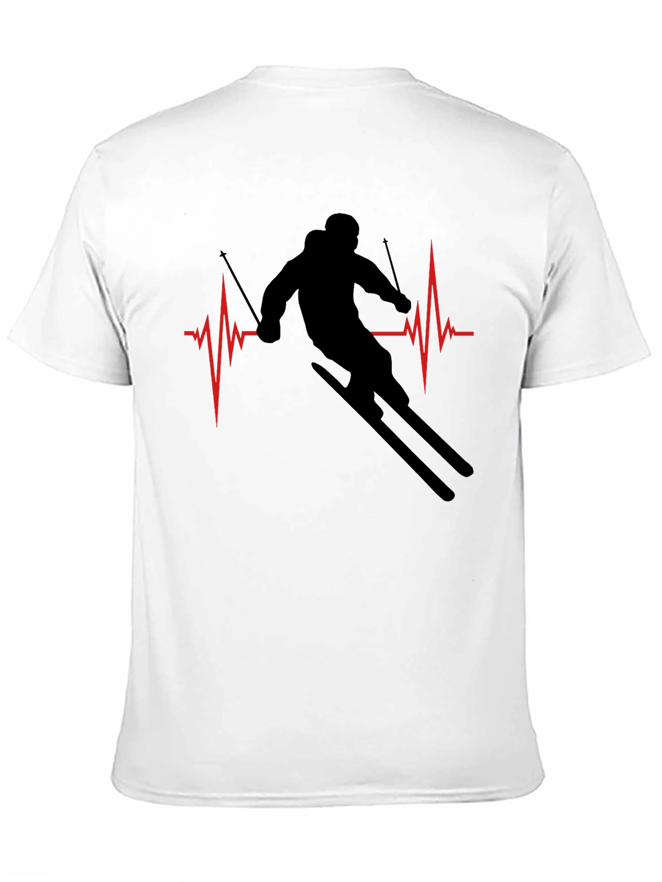 Ski Heartbeat T-Shirt - Black Skiing Tee