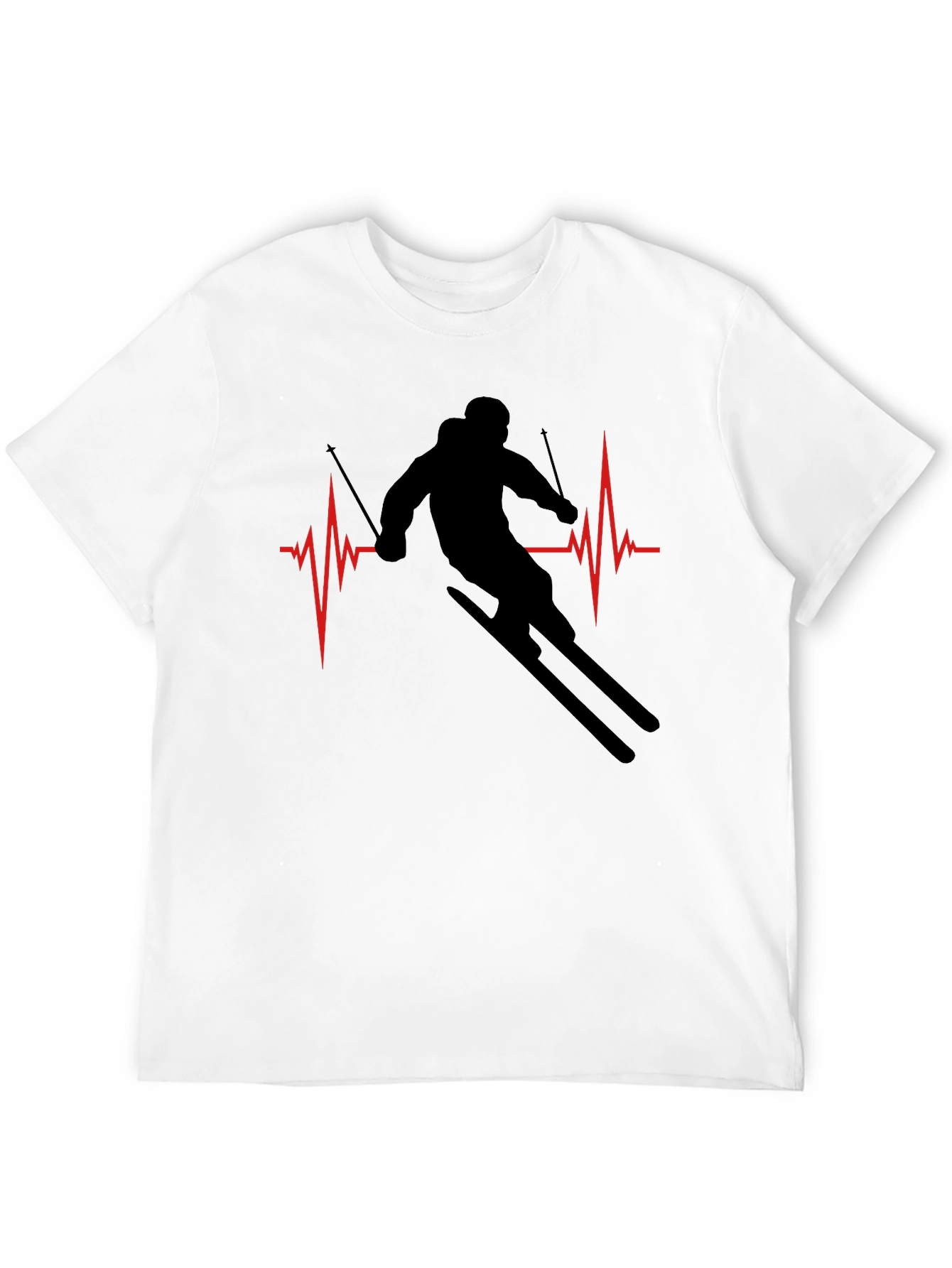 Ski Heartbeat T-Shirt - Black Skiing Tee